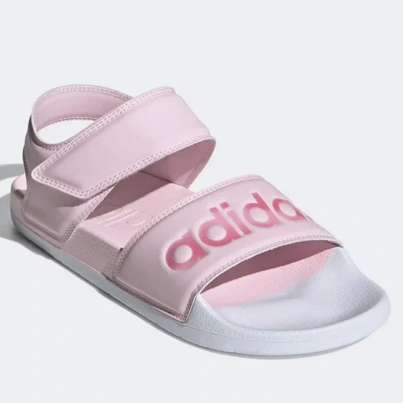 Adidas Adilette Sandals (Clear Pink/Cherry Metallic/Cloud White) Velcr Straps - Picture 1 of 8